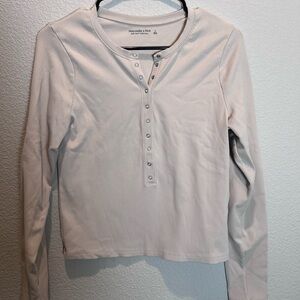 Abercrombie & Fitch Soft beige Ribbed Henley
